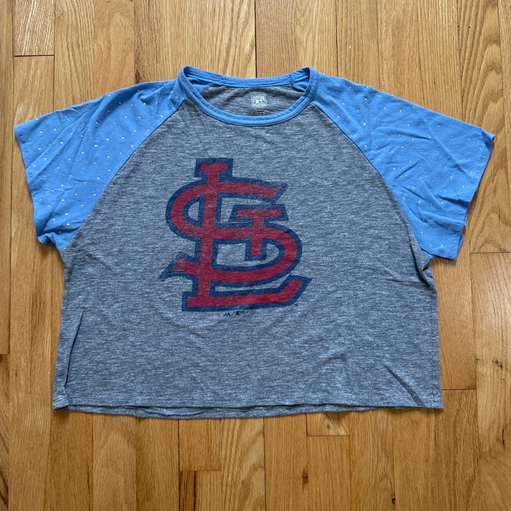 St Louis Cardinals Bedazzled Crop Top T-Shirt